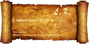 Lamberger Klára névjegykártya